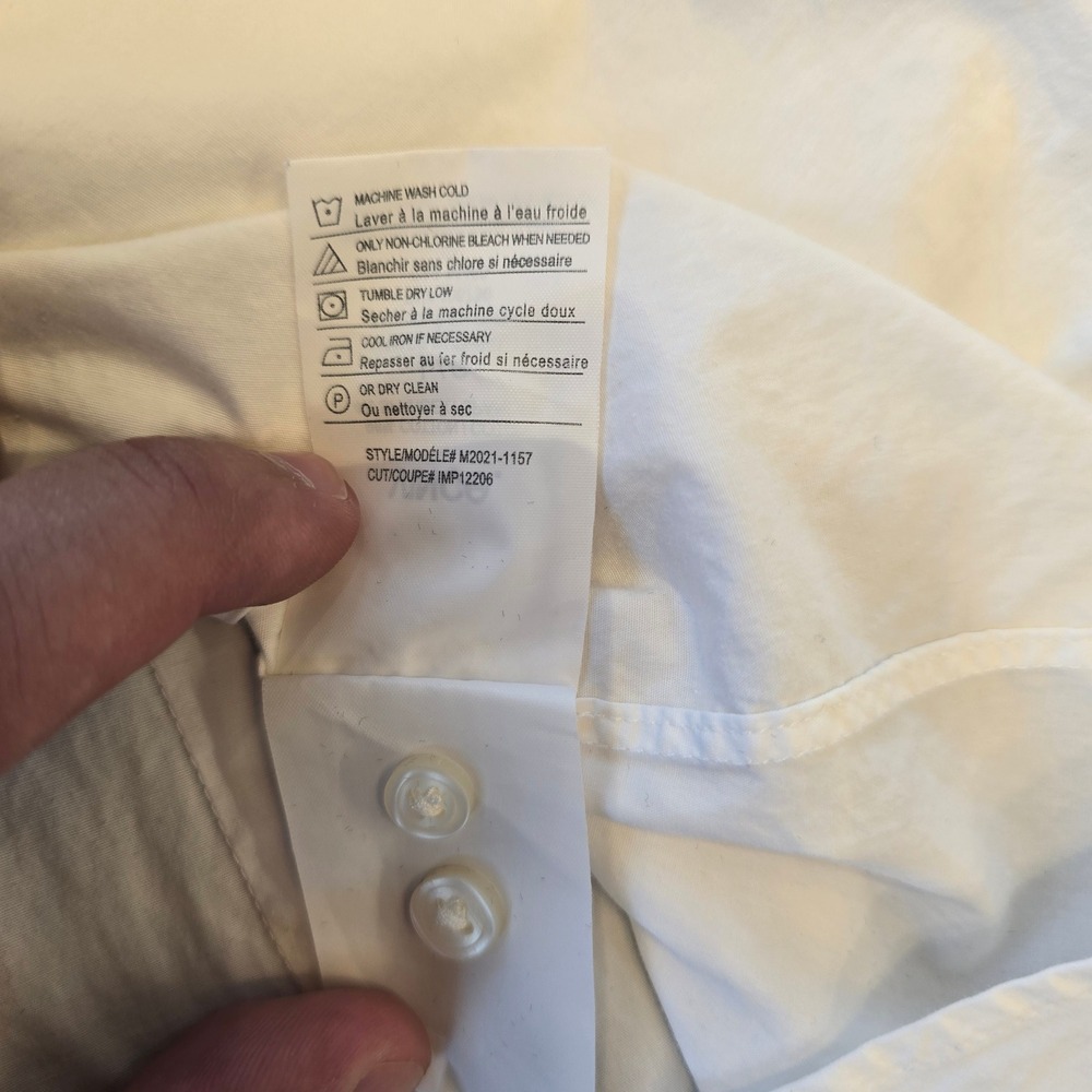 Vince Mens White Long Sleeve Button Down Cotton Stretch Shirt M2021-1157 Size L - Picture 5 of 6